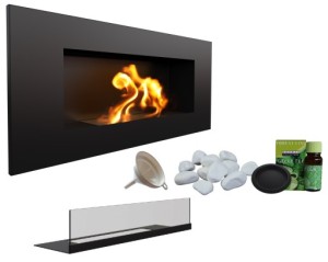 biokominek DELTA 2 czarny z szybą z certyfikatem TÜV + akcesoria