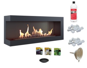 biokominek narożny DELTA  lewa 1200x280 czarny z certyfikatem TÜV  + aromaterapia 3 olejki