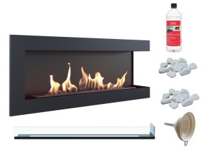 biokominek narożny DELTA prawa 1200 czarny z szybą z certyfikatem TÜV