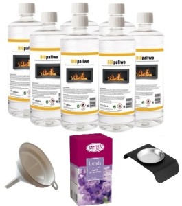 ZESTAW BIOPALIWO 7szt + pojemnik do aromaterapii + olejek lawenda + lejek