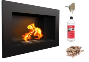 biokominek GOLF czarny z certyfikatem TÜV + brązowe kamyki