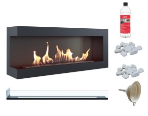 biokominek narożny DELTA  lewa 1200 czarny z szybą z certyfikatem TÜV