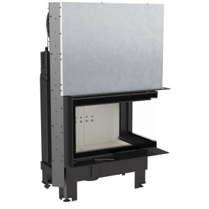 Wkład kominkowy powietrzny stalowy MBM 10 gilotyna prawy BS z szybą giętą + dolot, moc 4-13 kw 