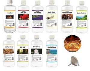 ZESTAW MIX zapachów BIOPALIWO 10szt + EFEKT ŻARZENIA + lejek