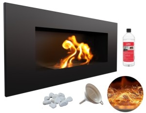 biokominek DELTA 2 czarny 400x900 z certyfikatem TÜV + efekt żarzenia