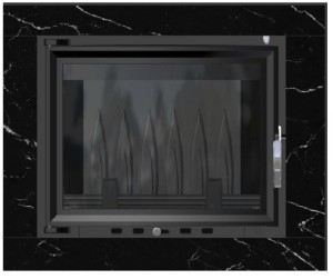 Kominek - zestaw: wkład kominkowy 10 kw + rama marmurowa Akwen czarna