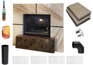 Kominek - zestaw: wkład kominkowy EKO 8 kw + obudowa portalowa Cypr + akcesoria montażowe 