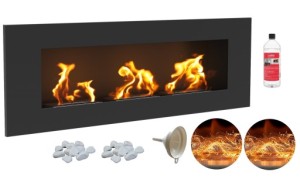 biokominek DELTA 3 czarny 1200x400 z 3 biowkładkami z certyfikatem TÜV + efekt żarzenia