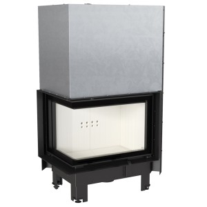 Wkład kominkowy powietrzny stalowy MBZ 13 gilotyna lewy BS z szybą giętą + dolot, moc 6-16 kw 