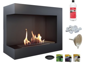 biokominek narożny DELTA  lewa 600x280 czarny z certyfikatem TÜV + aromaterapia 3 olejki