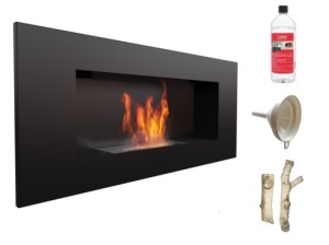 biokominek DELTA 2 czarny 400x900 z certyfikatem TÜV + drewienka ceramiczne